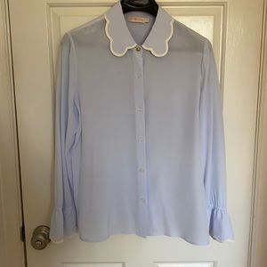 Tory Burch scallop trim 100% silk blouse